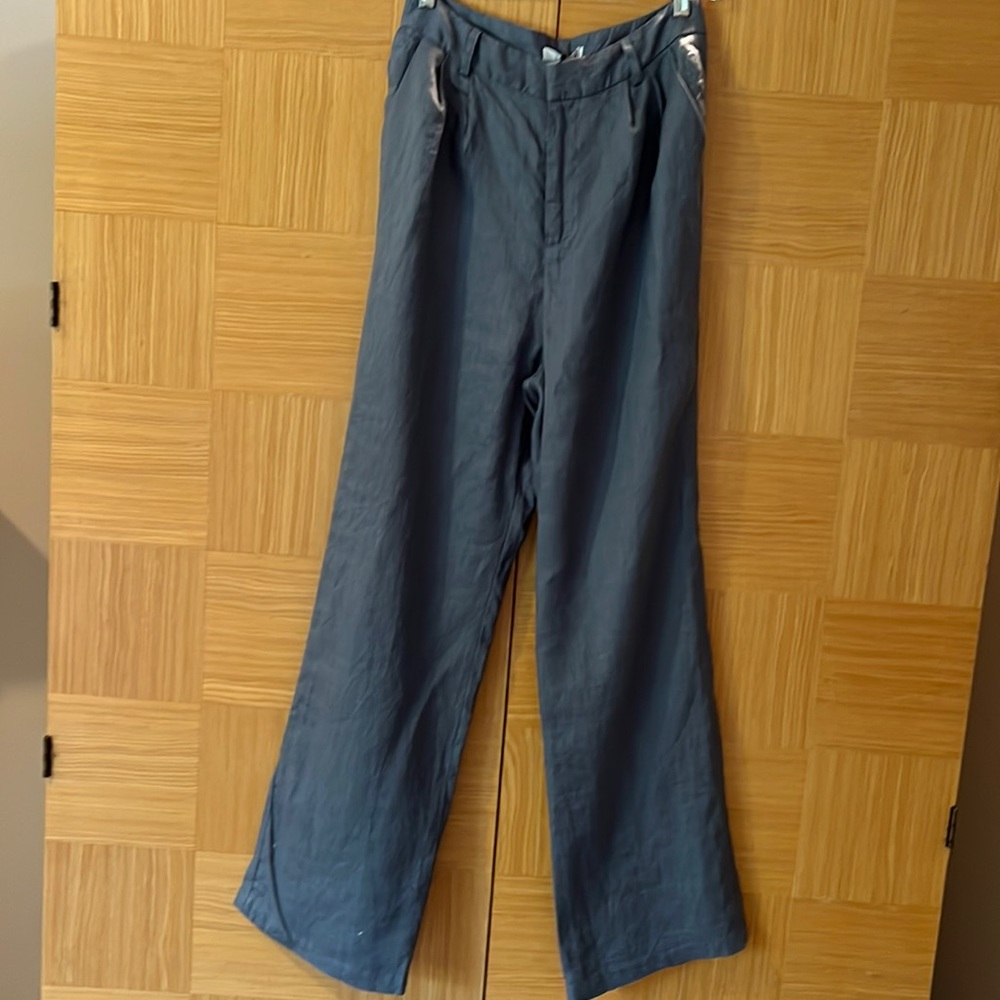 Dissh wide leg steel color linen pant